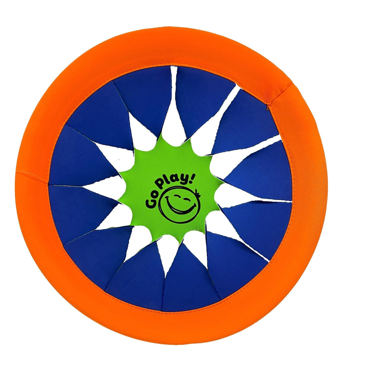 Child catching an orange Aqua Disc outdoors