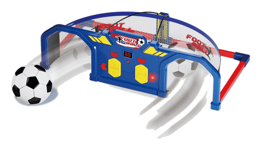 Children's toy soccer target and rebounder with soccer ball on a white background