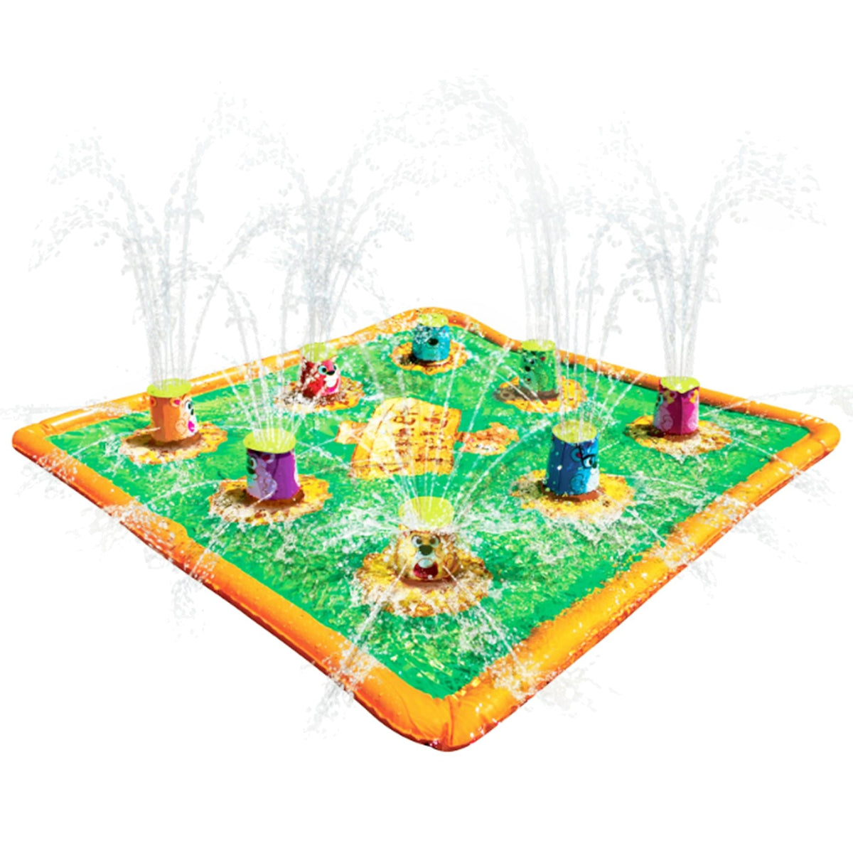 A water-filled Go Play! Smash ‘N Splash Gopher Field splash mat on white background