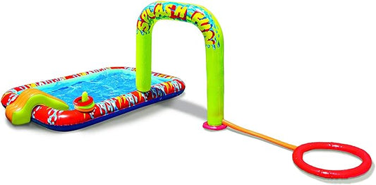 Colorful inflatable pool toy with arch and ring
